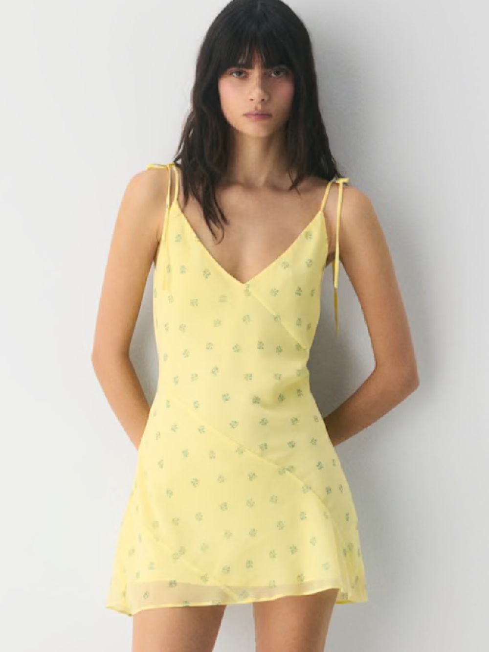 Wilfred  Priscilla Yellow Floral Tie-Strap Slip Dress NWT